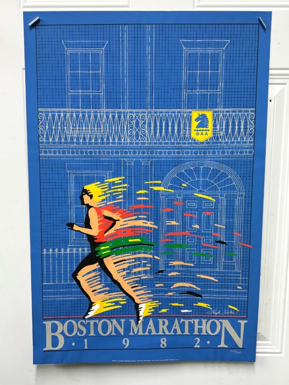 1982 Boston Marathon Silkscreen Print Poster 30"x20" Vintage #1843/3000 Signed